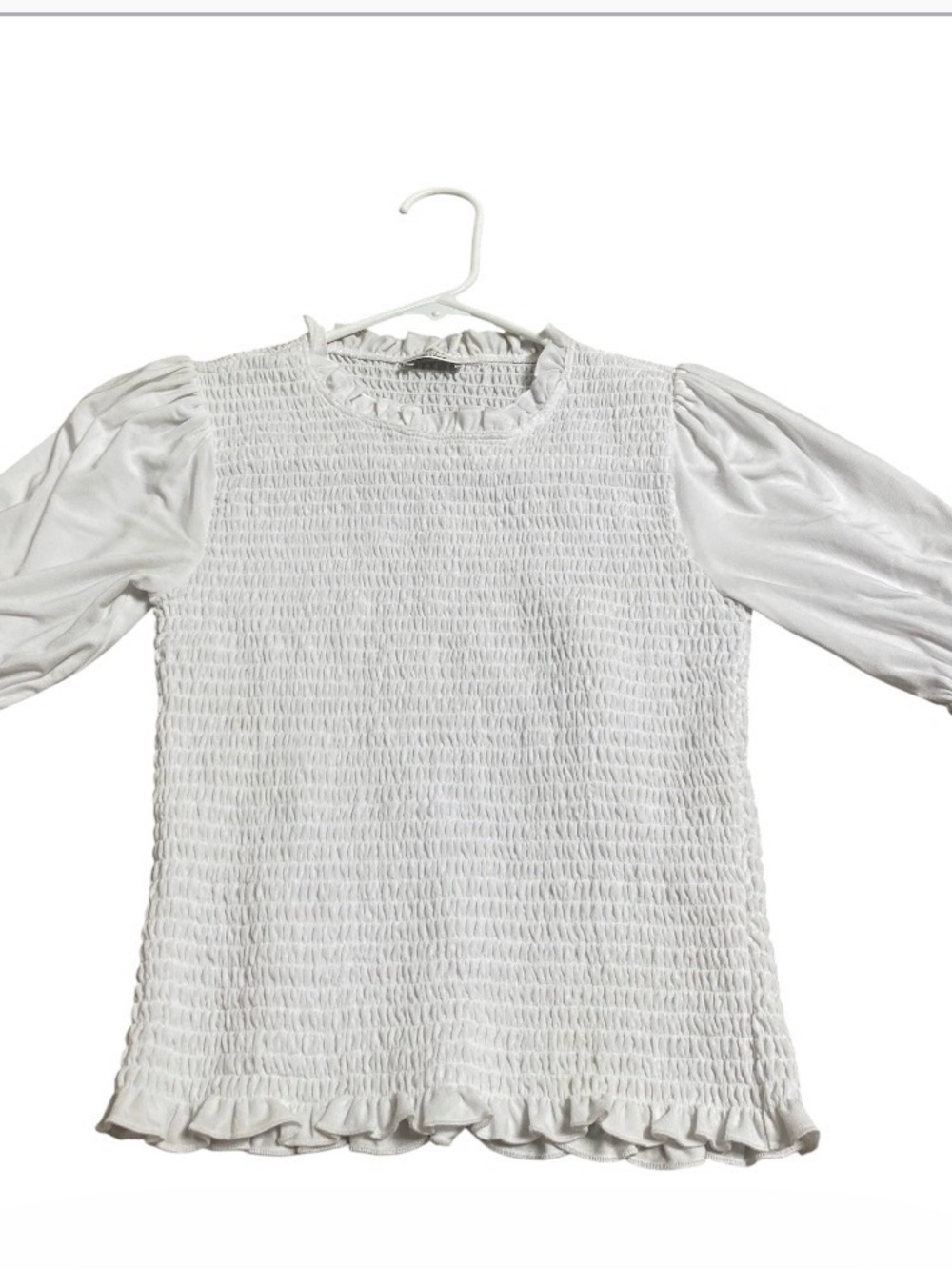 Wilfred White Smocked Ruffle-Trim Top